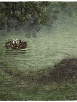 Hedgehog in the water and Fish